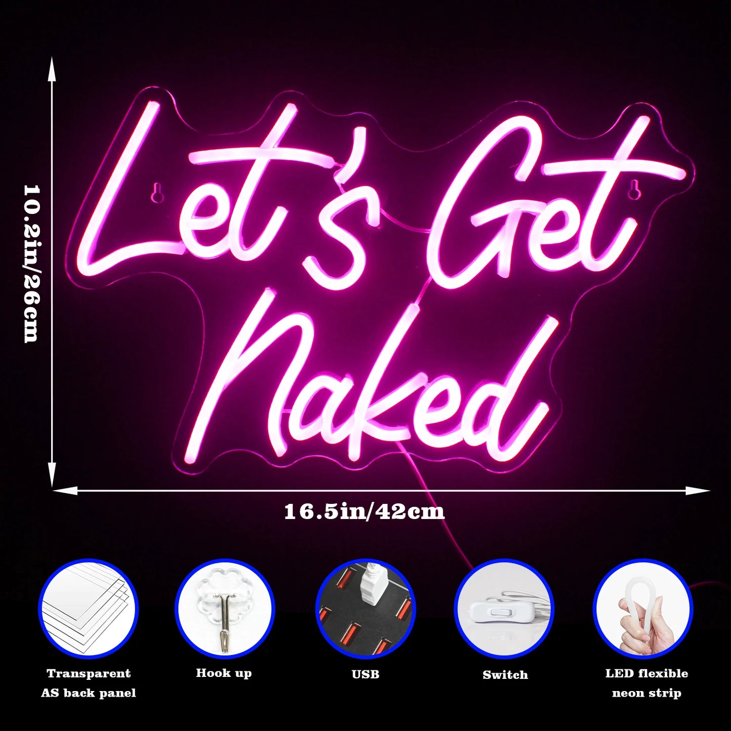 Let's Get Naked 5V USB LED Neon Sign - Budgetvriendelijk