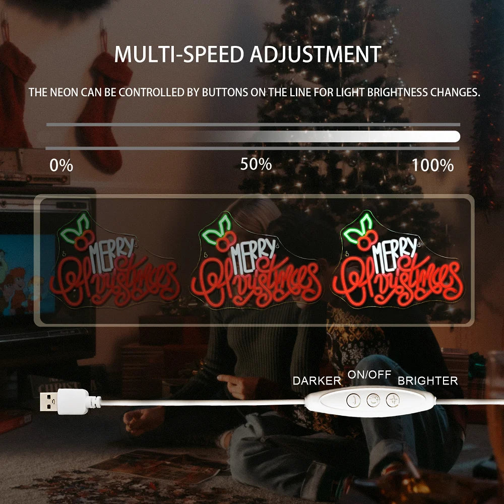 Vrolijk Kerstmis 5V USB LED Neon Sign - Budgetvriendelijk