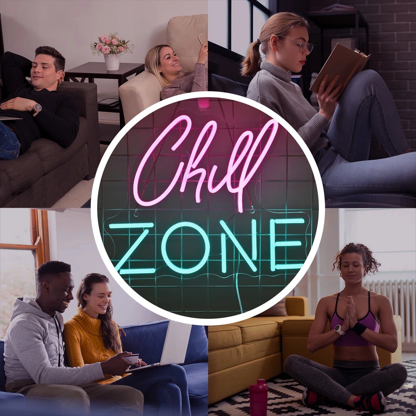Chill Zone 5V USB LED Neon Sign - Budgetvriendelijk