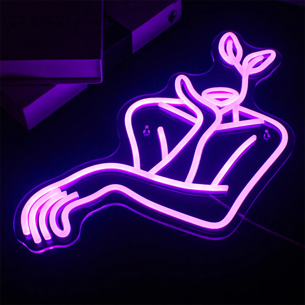 Vrouw Line Art 5V USB LED Neon Sign - Budgetvriendelijk