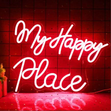 My Happy Place 5V Mini USB LED Neon Sign - Budgetvriendelijk