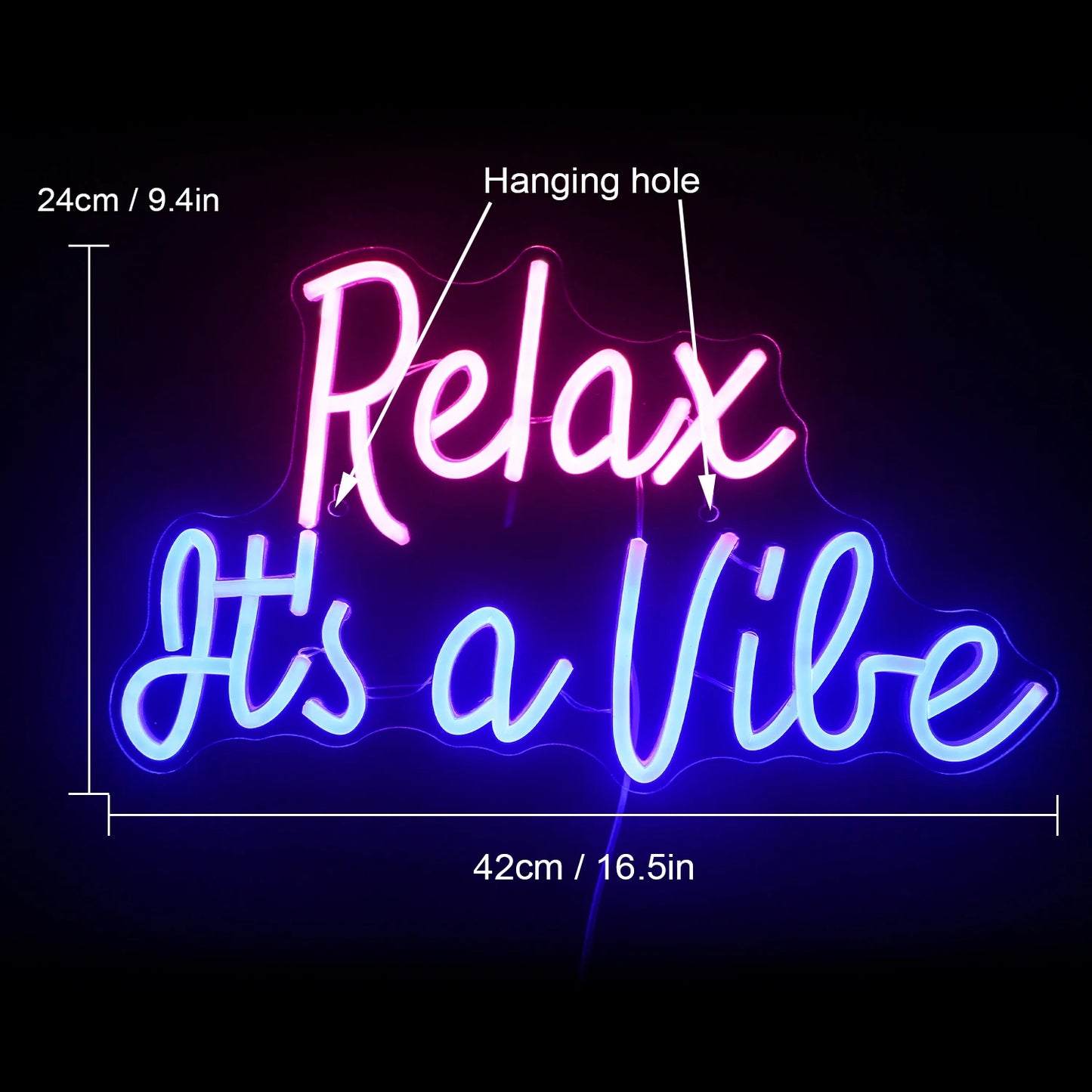 Relax It's a Vibe 5V USB LED Neon Sign - Budgetvriendelijk
