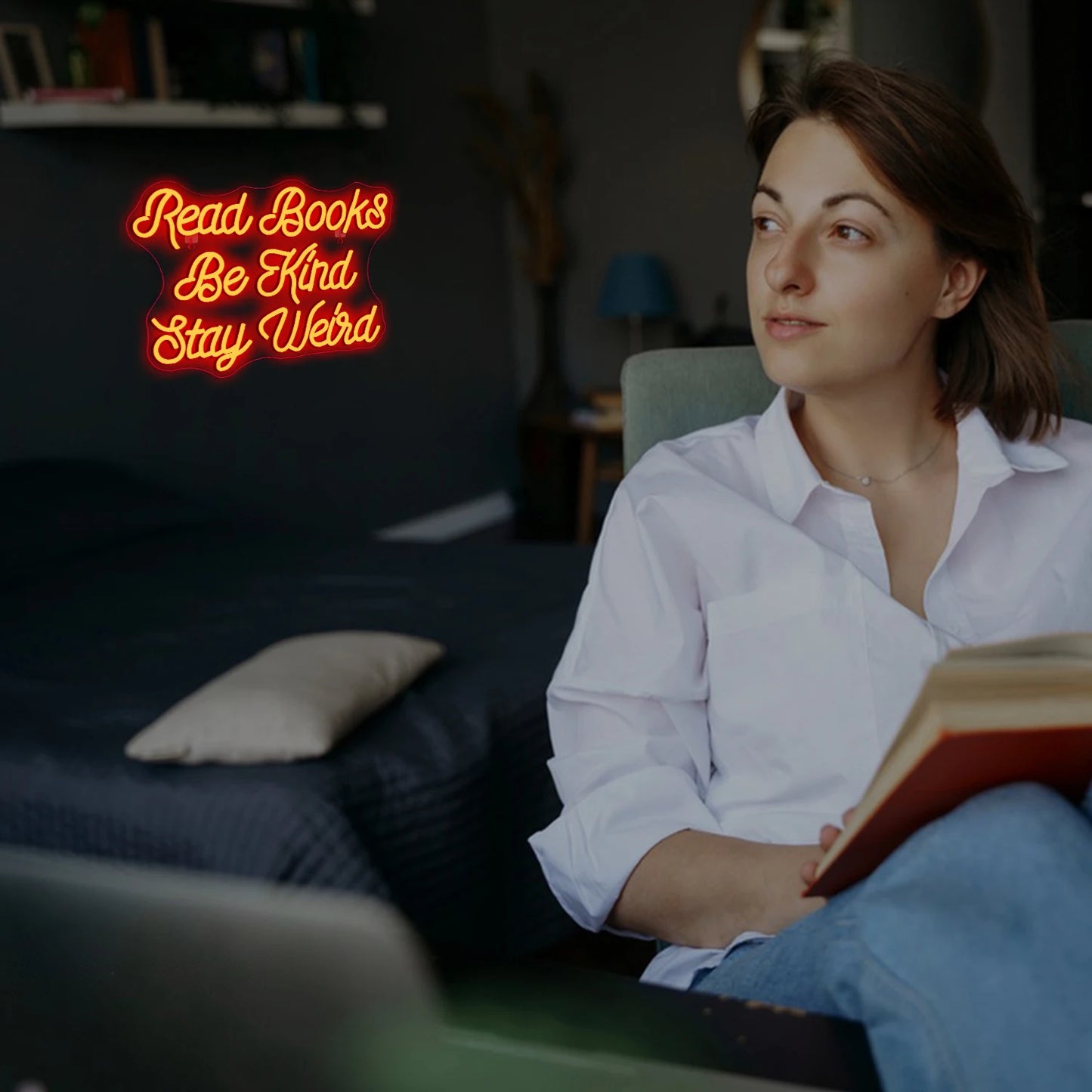 Lees boeken, wees aardig, blijf raar 5V USB LED neonbord - budgetvriendelijk