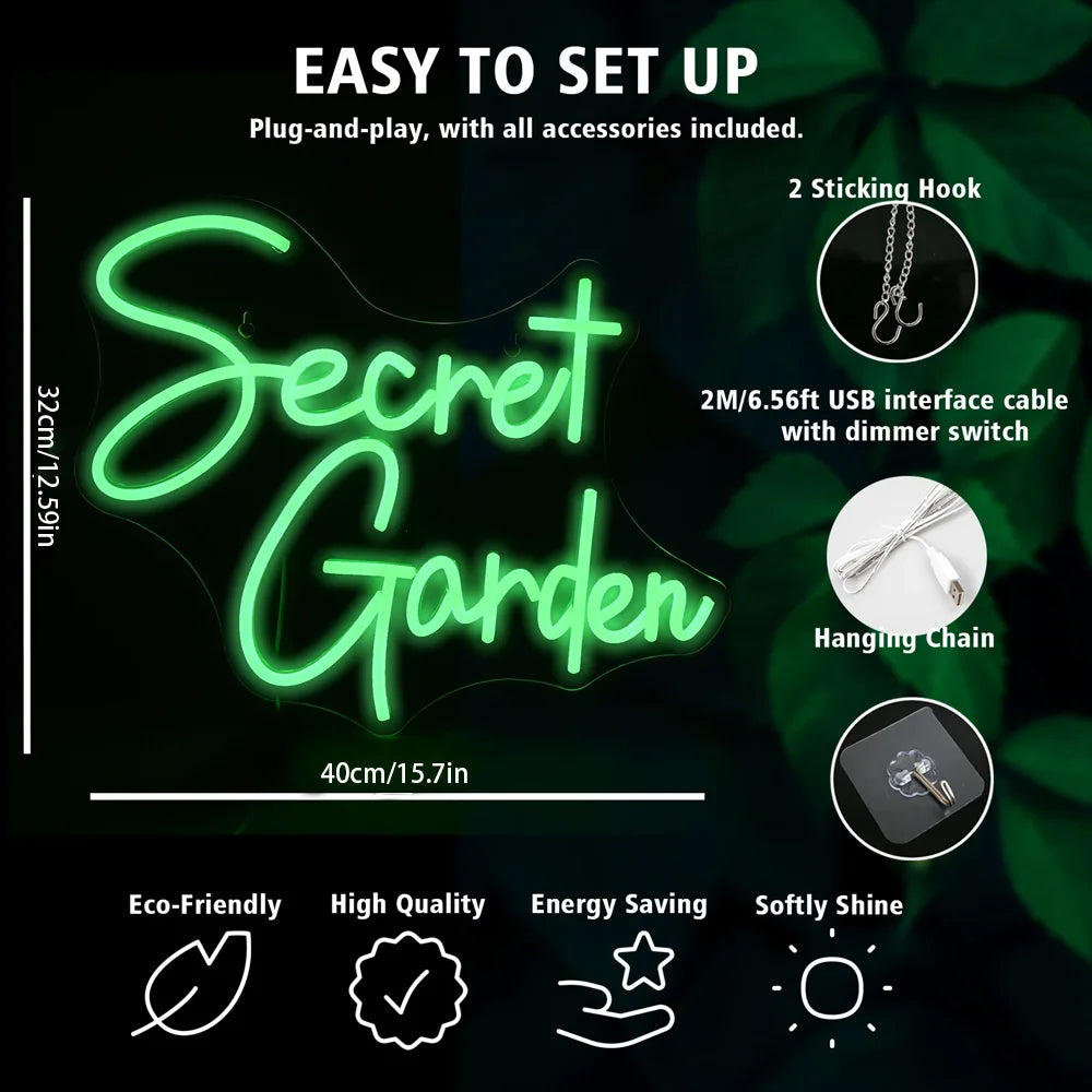Secret Garden 5V USB LED Neon Sign - Budgetvriendelijk
