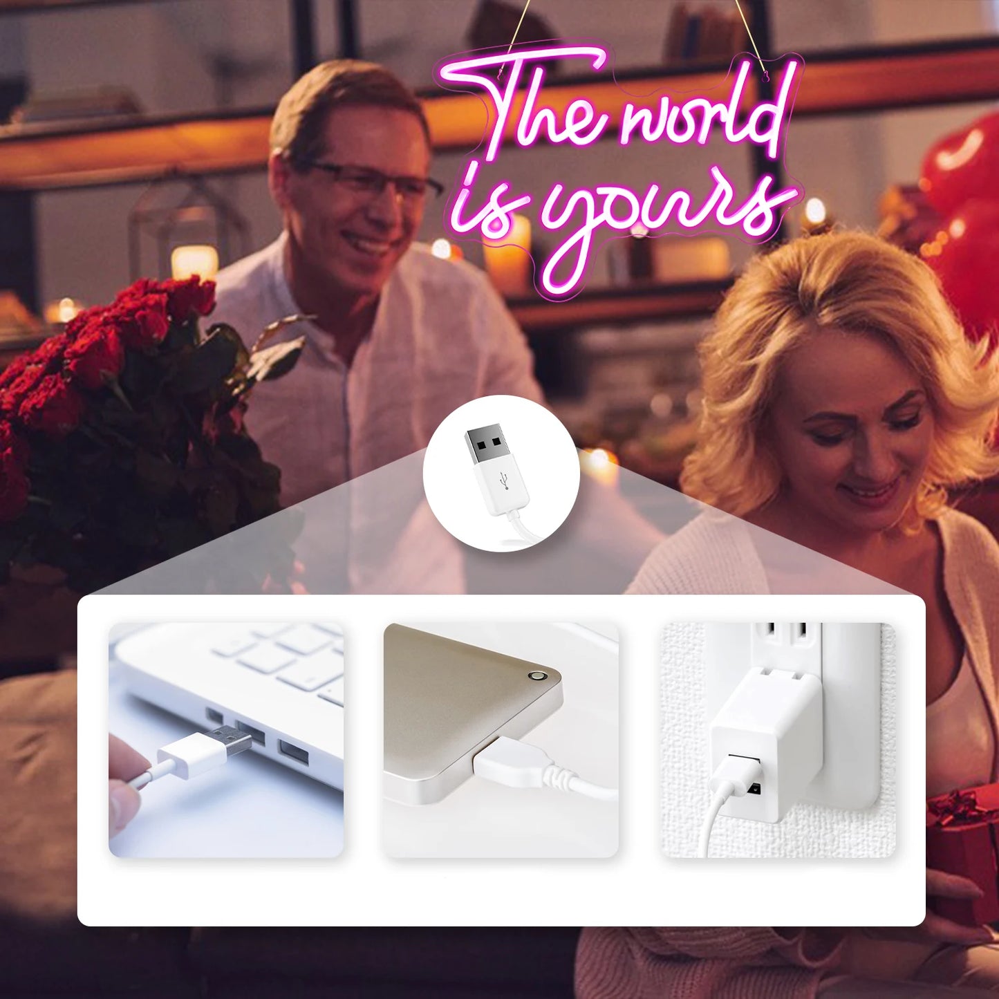 The World Is Yours 5V USB LED Neon Sign - Budgetvriendelijk
