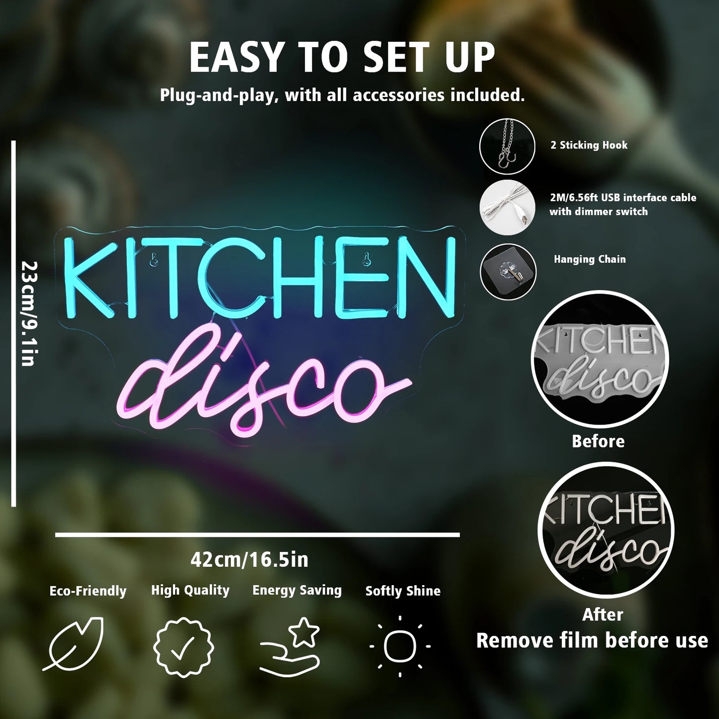 Kitchen Disco 5V Mini USB LED Neon Sign - Budgetvriendelijk