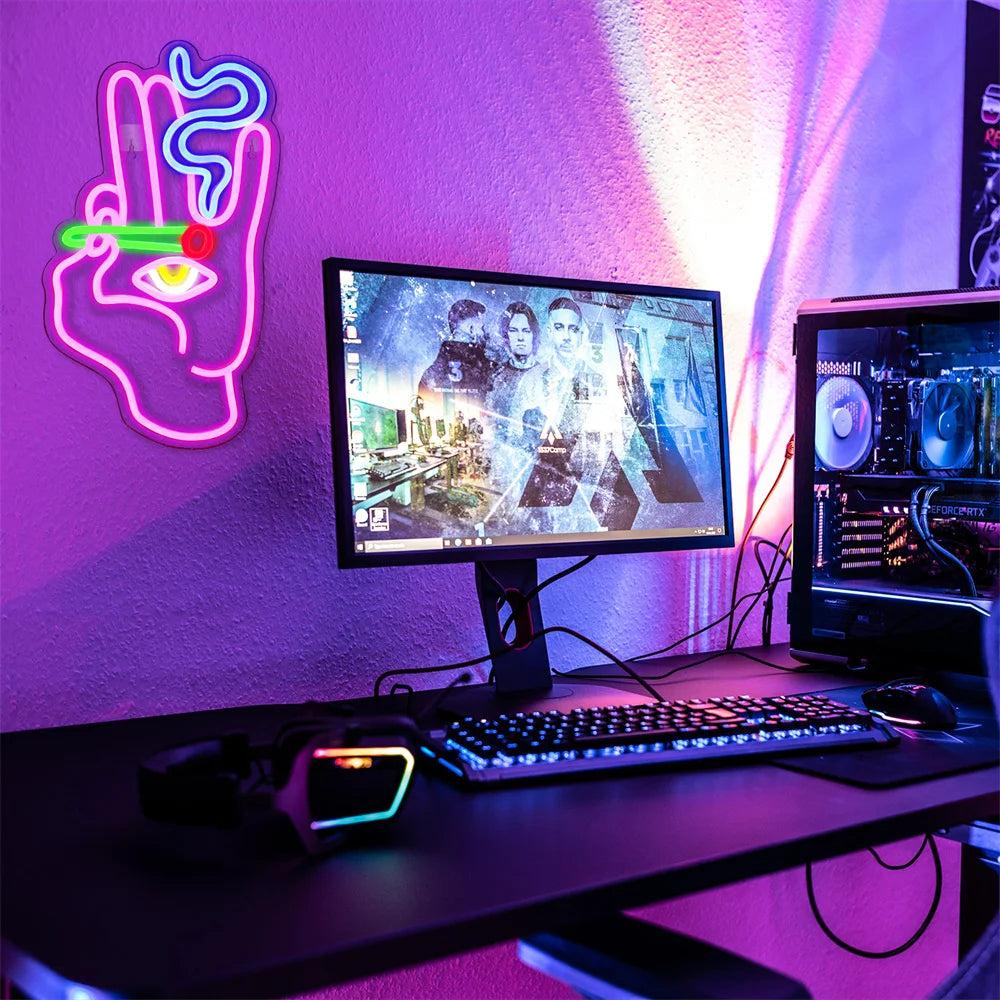 Roken Hand Oog 5V USB LED Neon Sign - Budgetvriendelijk