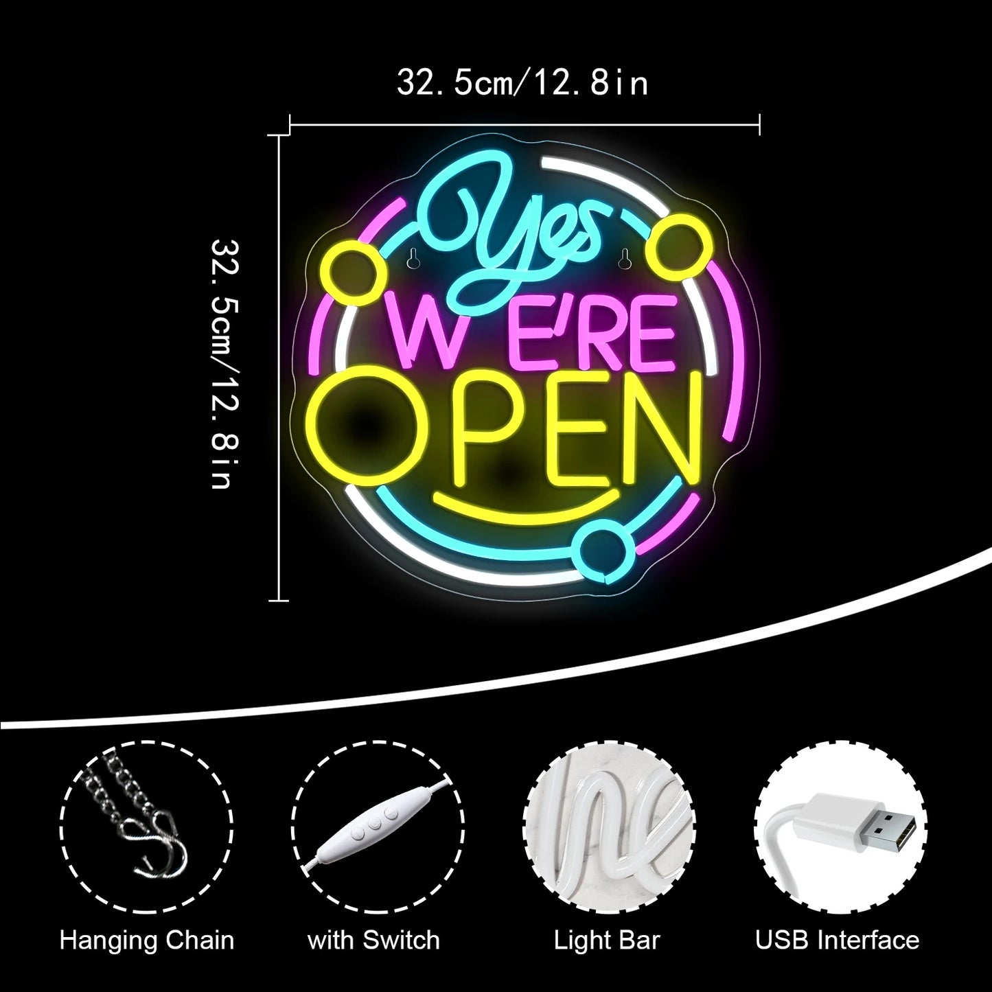 Ja, we zijn open Neon Sign Led Open Neon Light voor wanddecoratie USB-aangedreven voor winkelrestaurantbarfeestdecoratie Open borden