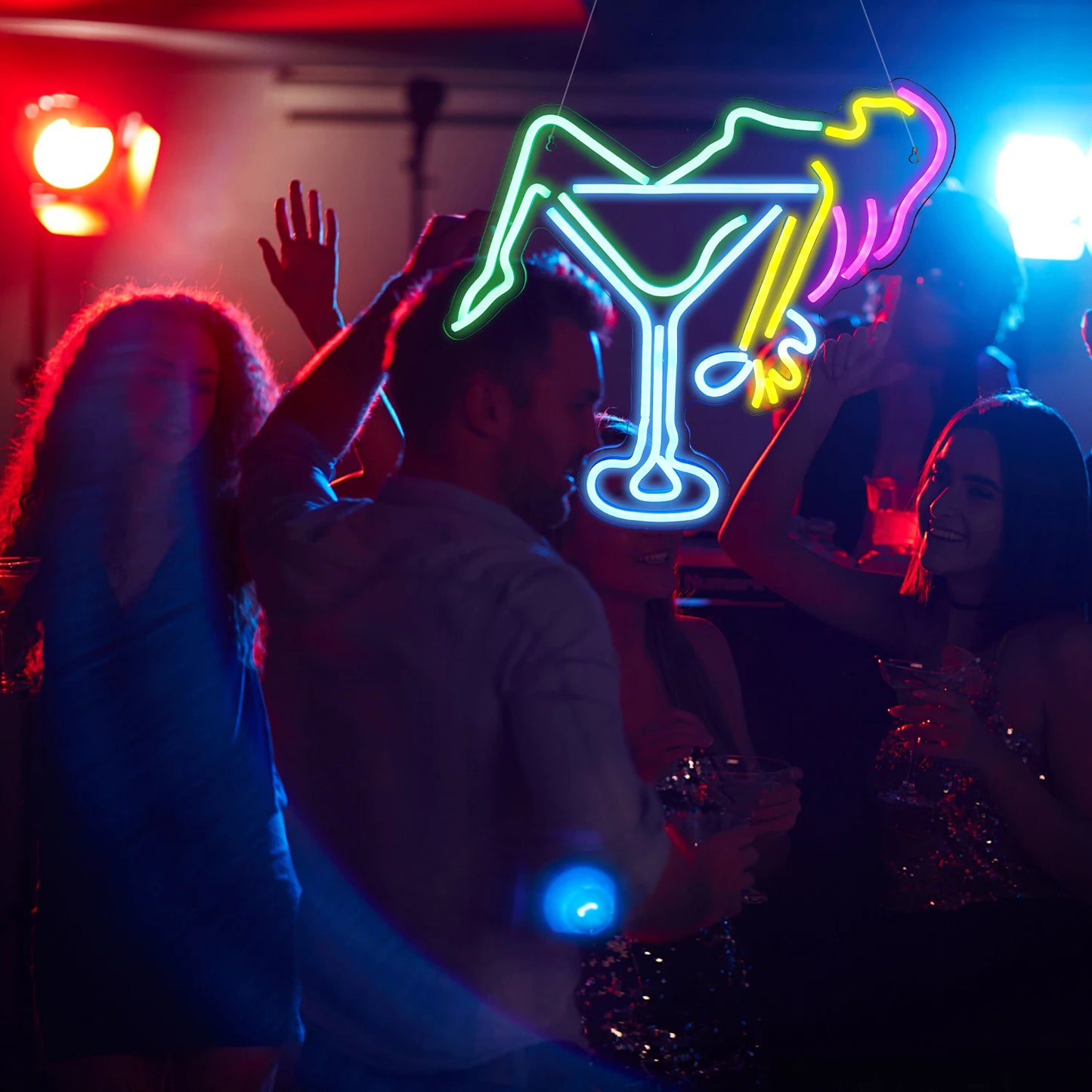 Vrouw wijnglas 5V USB LED neonreclame - budgetvriendelijk