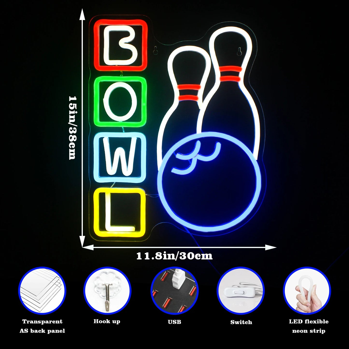 Bowling 5V USB LED Neon Sign - Budgetvriendelijk