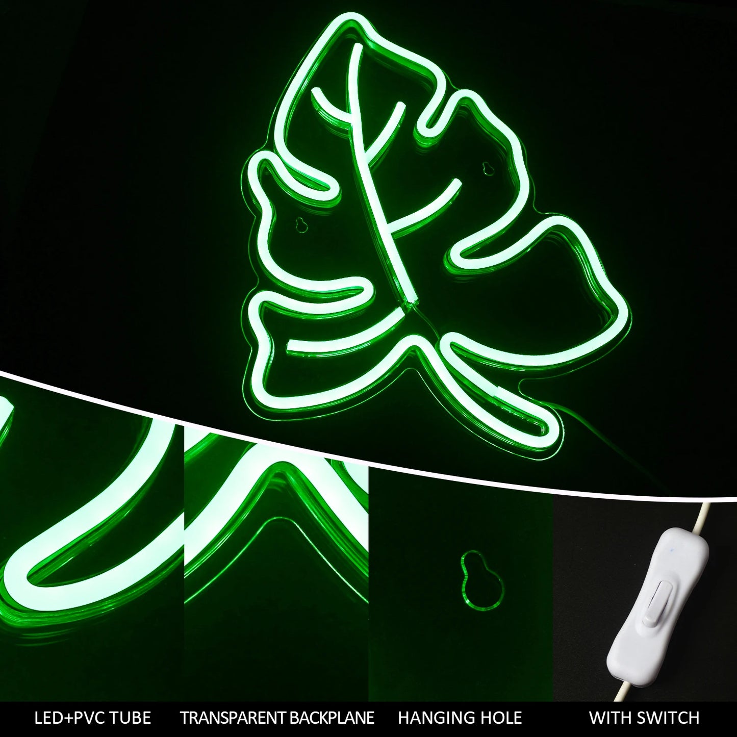 Green Leaf 5V USB LED Neon Sign - Budgetvriendelijk