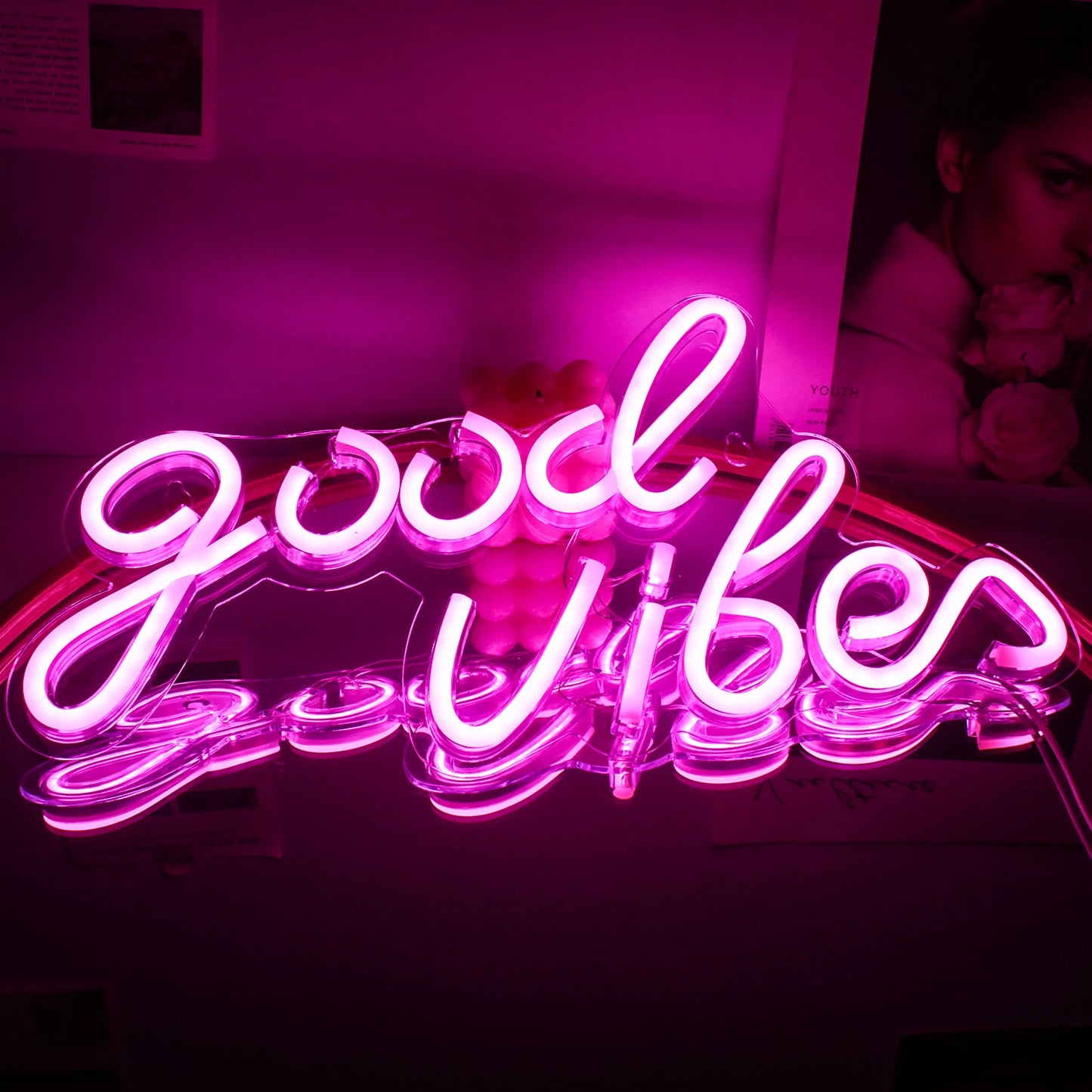 Good Vibes 5V USB LED Neon Sign - Budgetvriendelijk