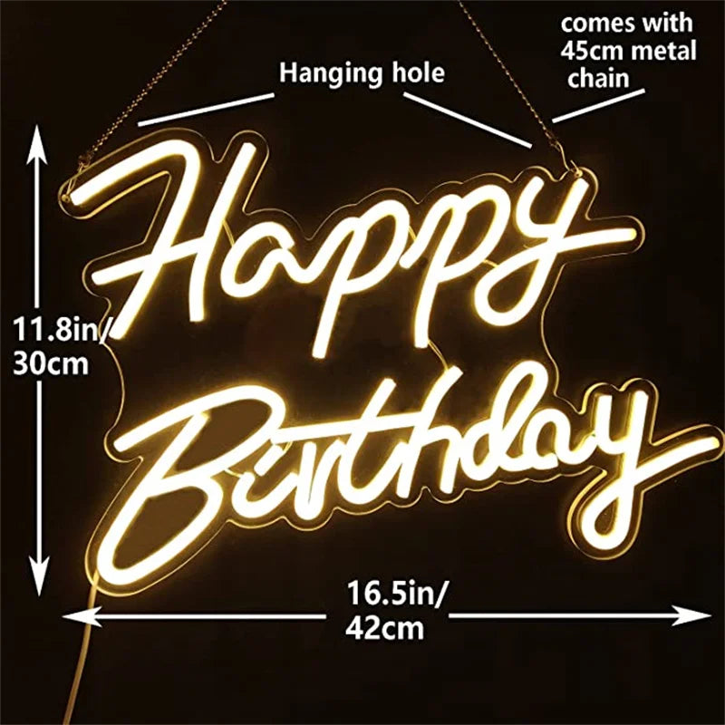 Happy Birthday 5V USB LED Neon Sign - Budgetvriendelijk