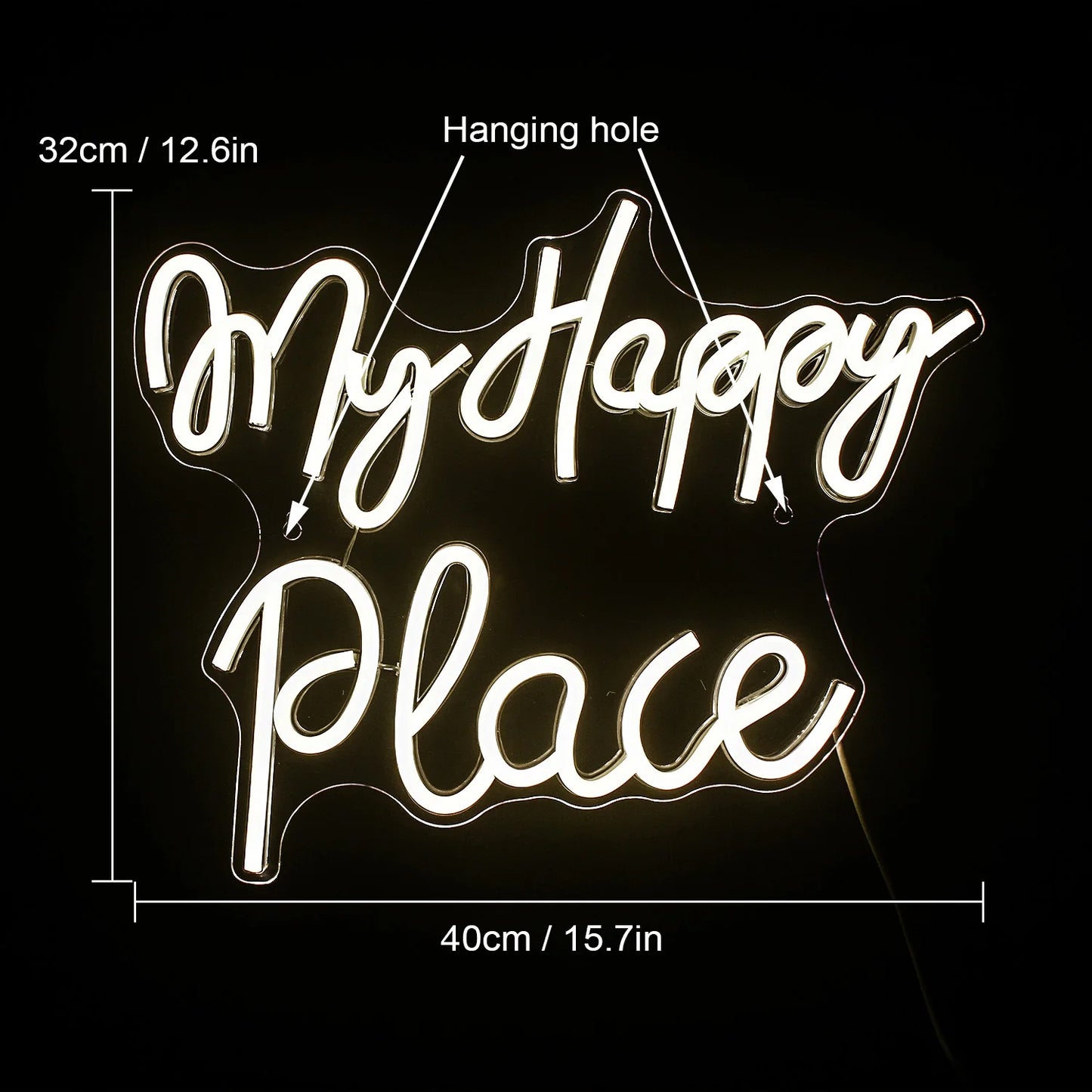 My Happy Place 5V Mini USB LED Neon Sign - Budgetvriendelijk