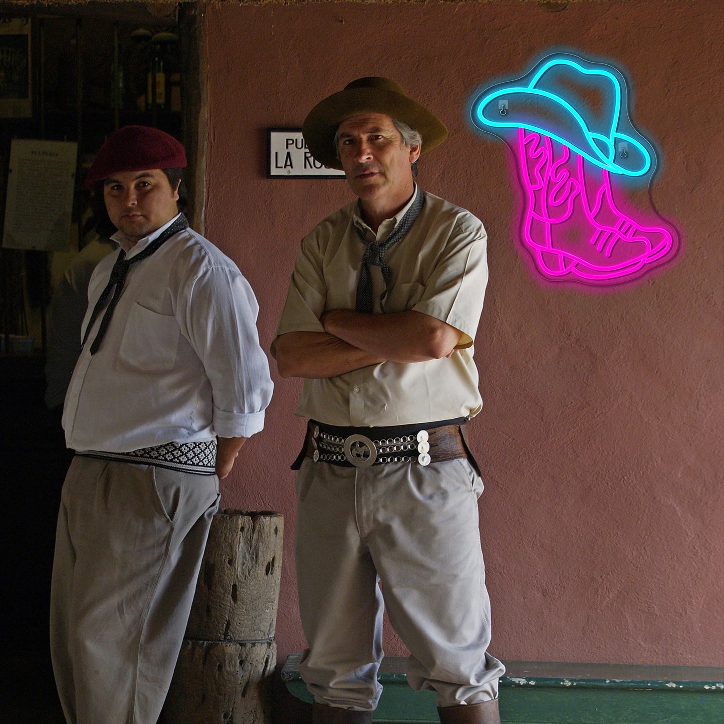 Cowboylaars en hoed 5V USB LED neonreclame - budgetvriendelijk