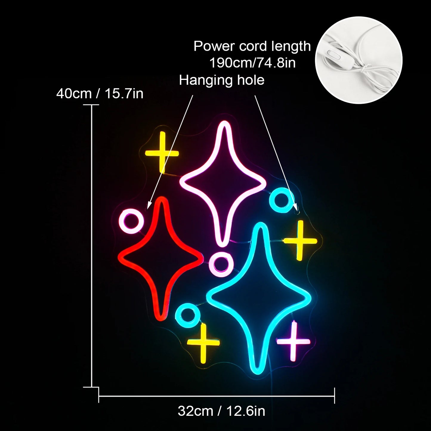 Stars 5V USB LED Neon Sign - Budgetvriendelijk