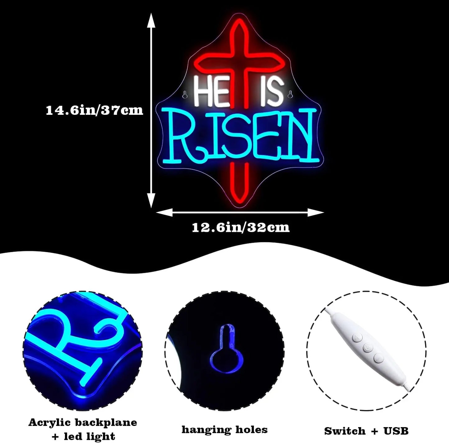 He Is Risen Halloween 5V USB LED Neon Sign - Budgetvriendelijk