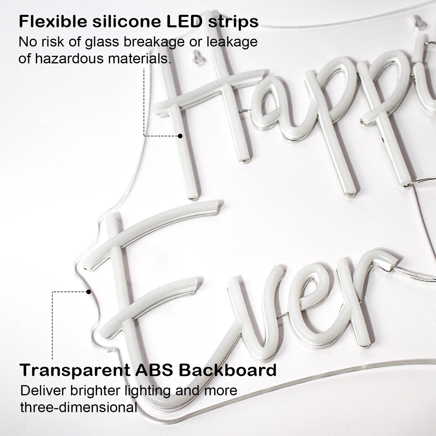 'Happily Ever After' 5V USB LED neonreclame - budgetvriendelijk