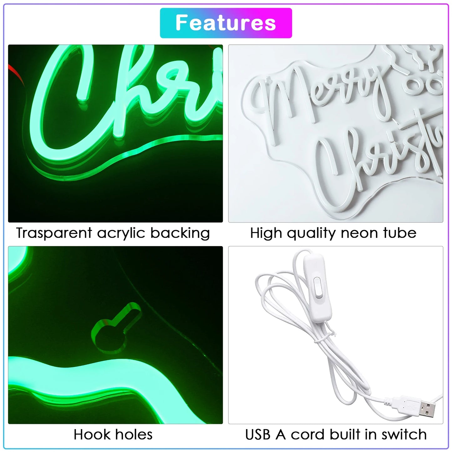 Vrolijk Kerstmis 5V USB LED Neon Sign - Budgetvriendelijk