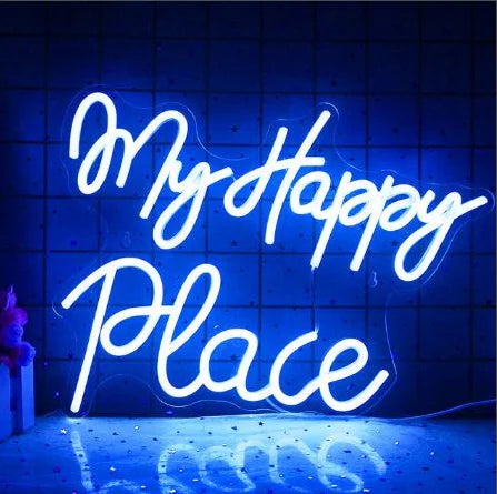 My Happy Place 5V Mini USB LED Neon Sign - Budgetvriendelijk