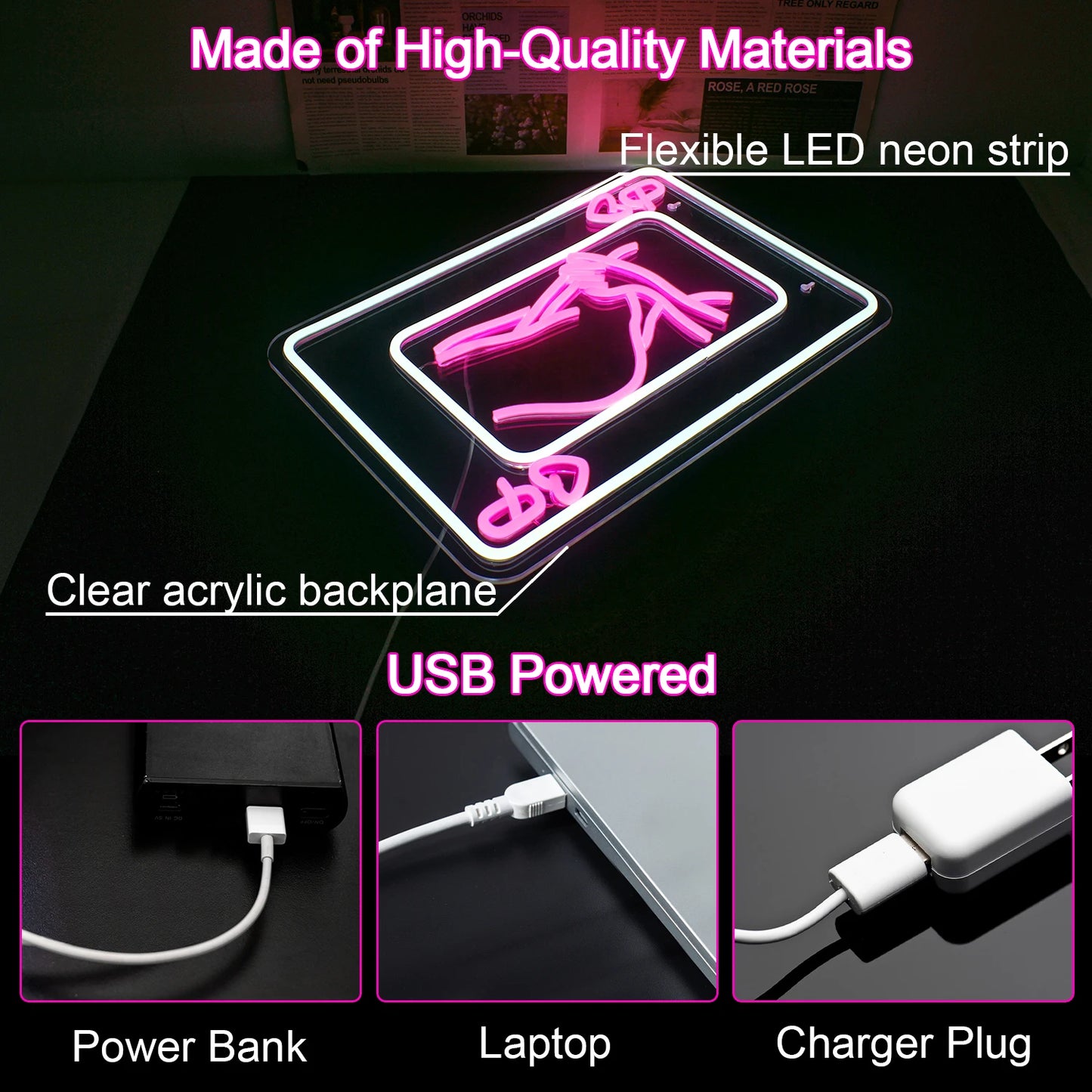 Speelkaarten Lady Body 5V USB LED Neon Sign - Budgetvriendelijk