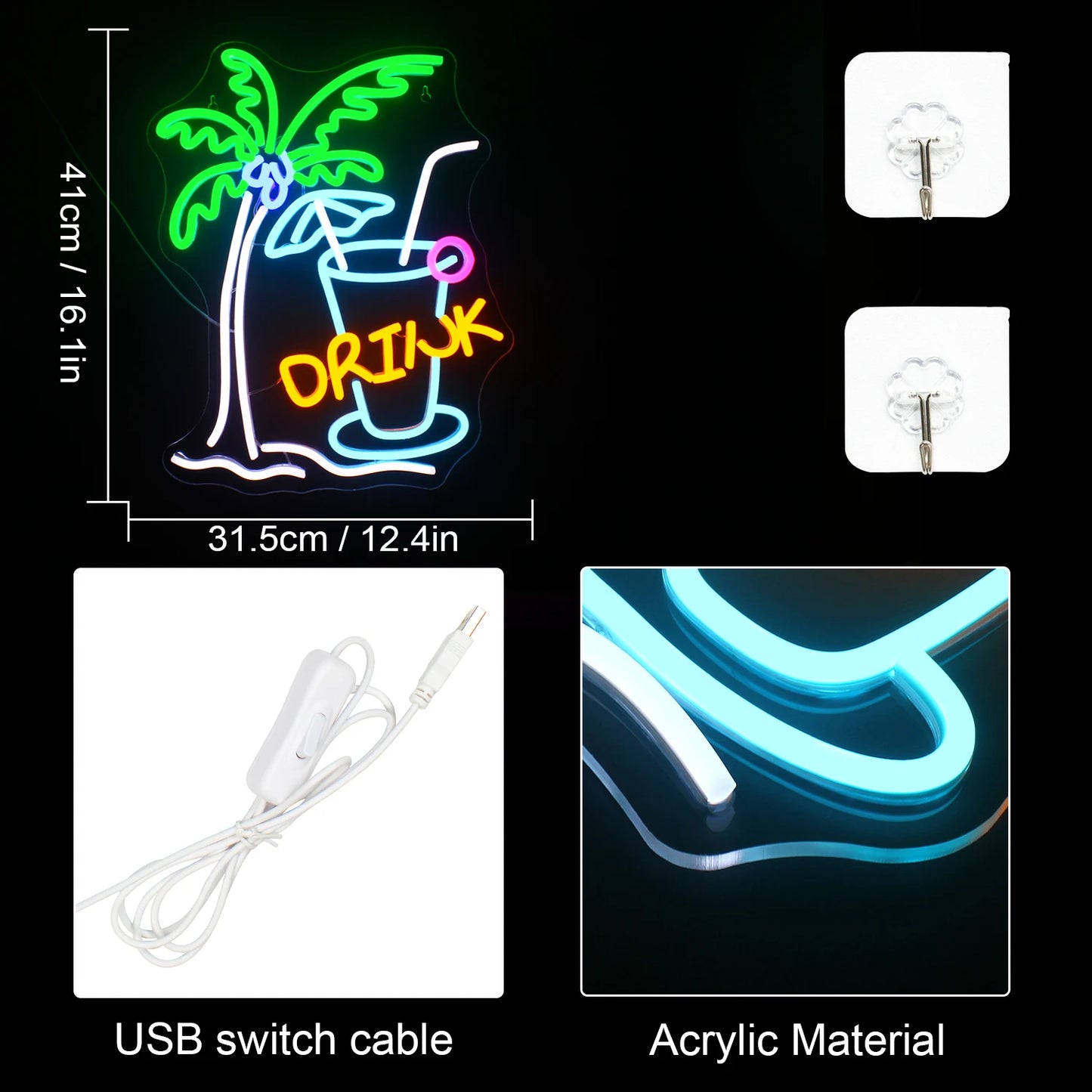 Beach Drink 5V USB LED Neon Sign - Budgetvriendelijk