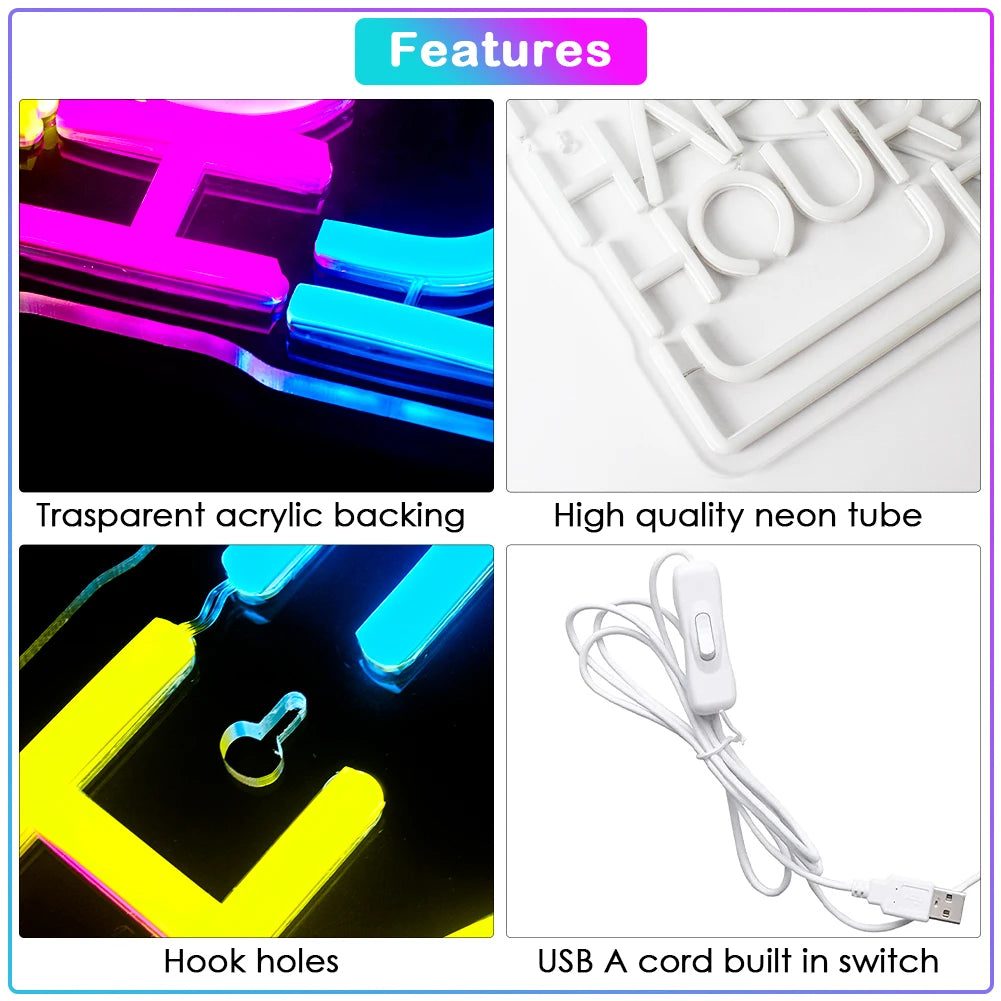 Wijnglas Happy Hour 5V USB LED Neon Sign - Budgetvriendelijk