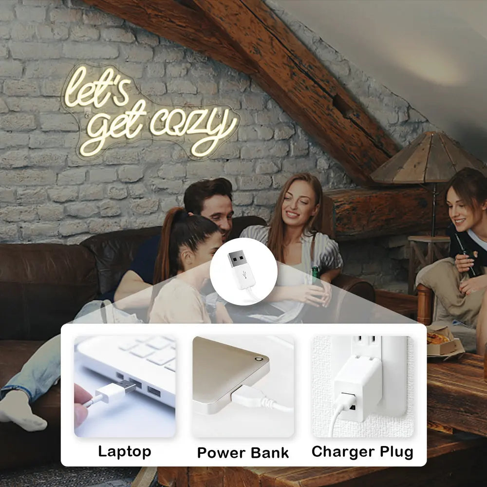 Let’s Get Cozy 5V USB LED Neon Sign - Budgetvriendelijk