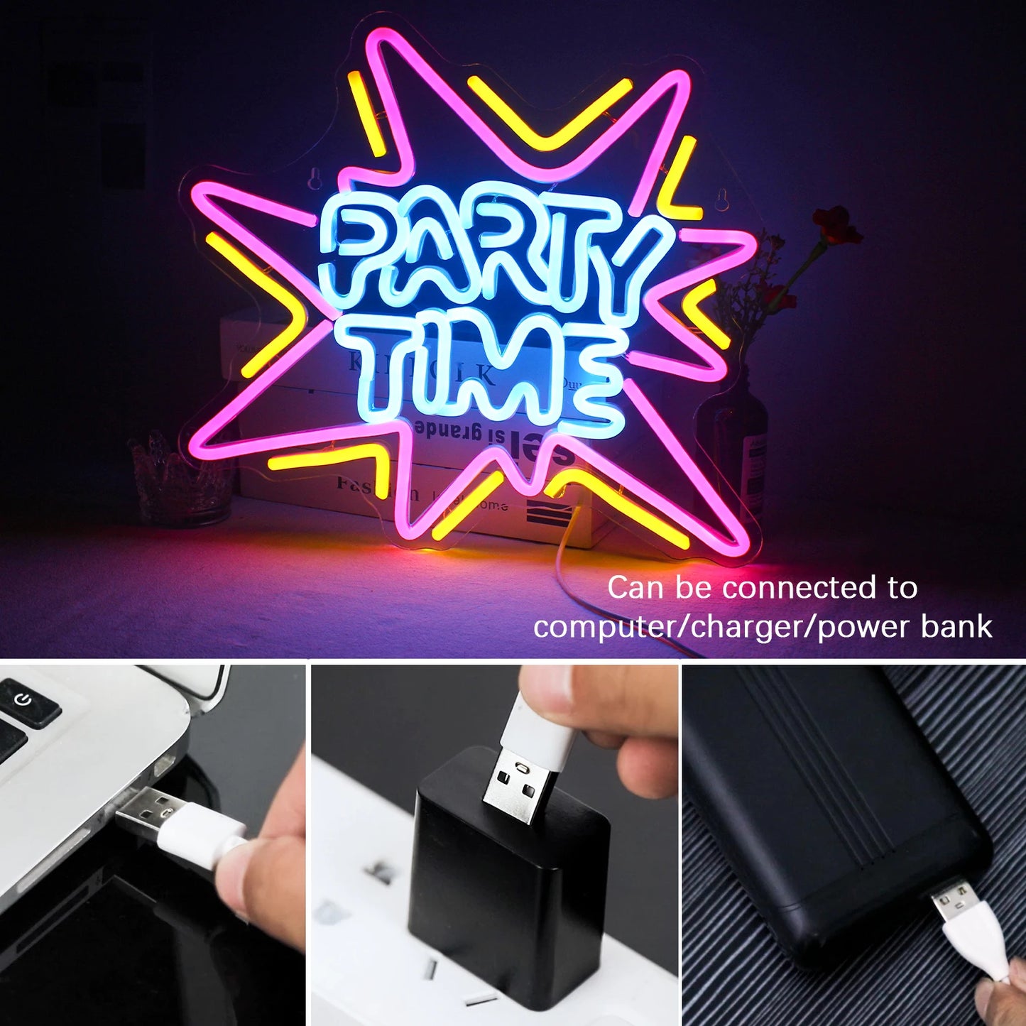 Party Time 5V USB LED Neon Sign - Budgetvriendelijk