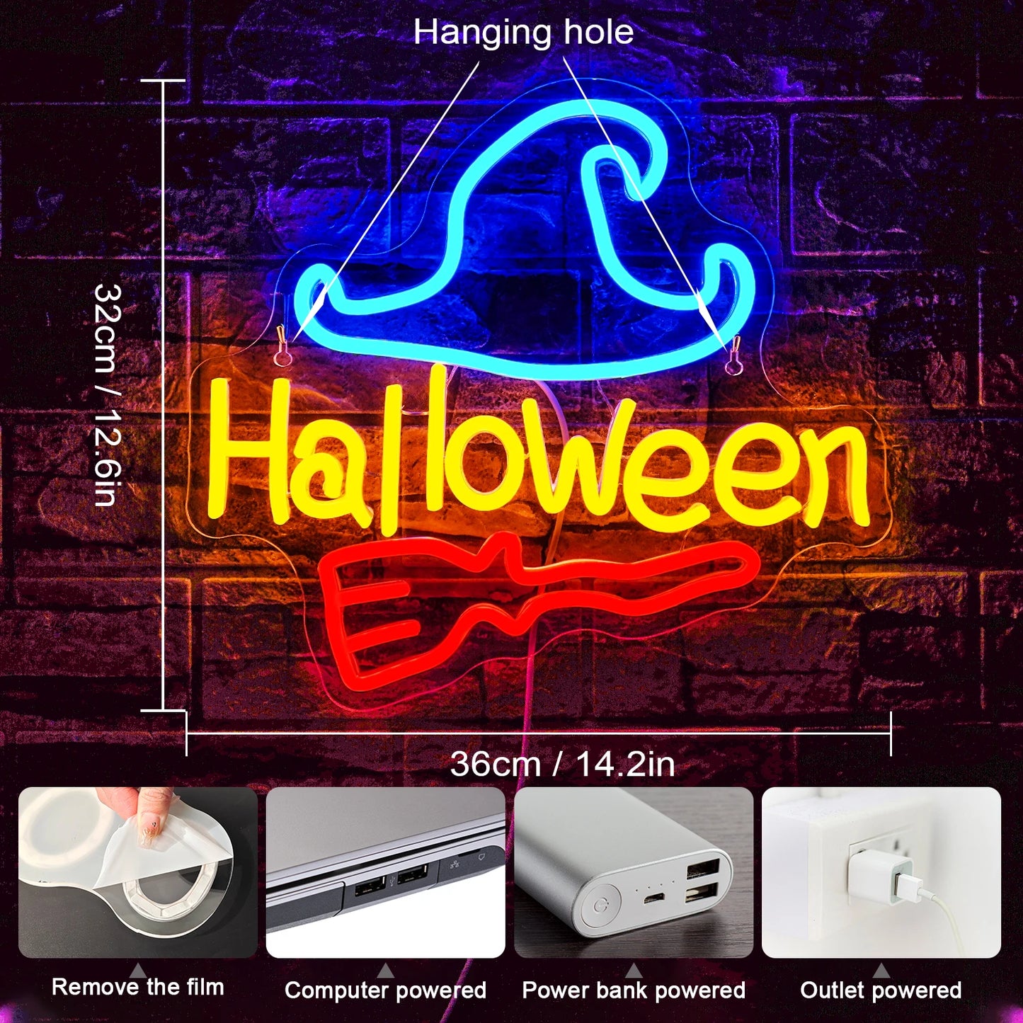 Halloween 5V USB LED Neon Sign - Budgetvriendelijk