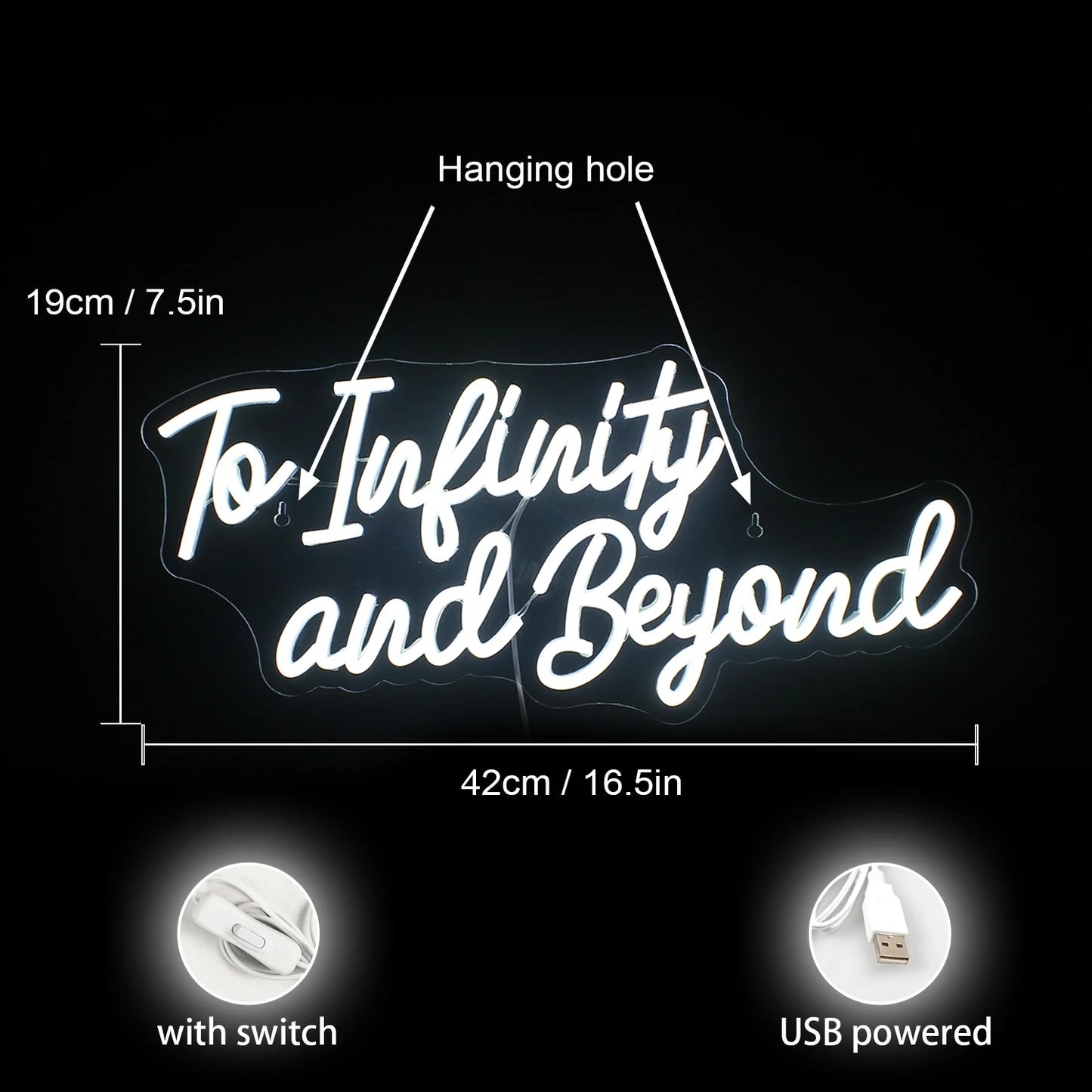 To Infinity and Beyond 5V USB LED Neon Sign - Budgetvriendelijk
