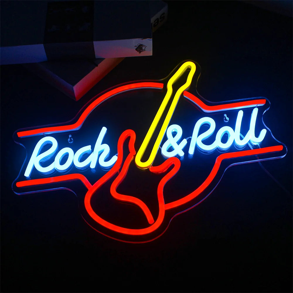 Gitaar Rock and Roll 5V USB LED Neon Sign - Budgetvriendelijk