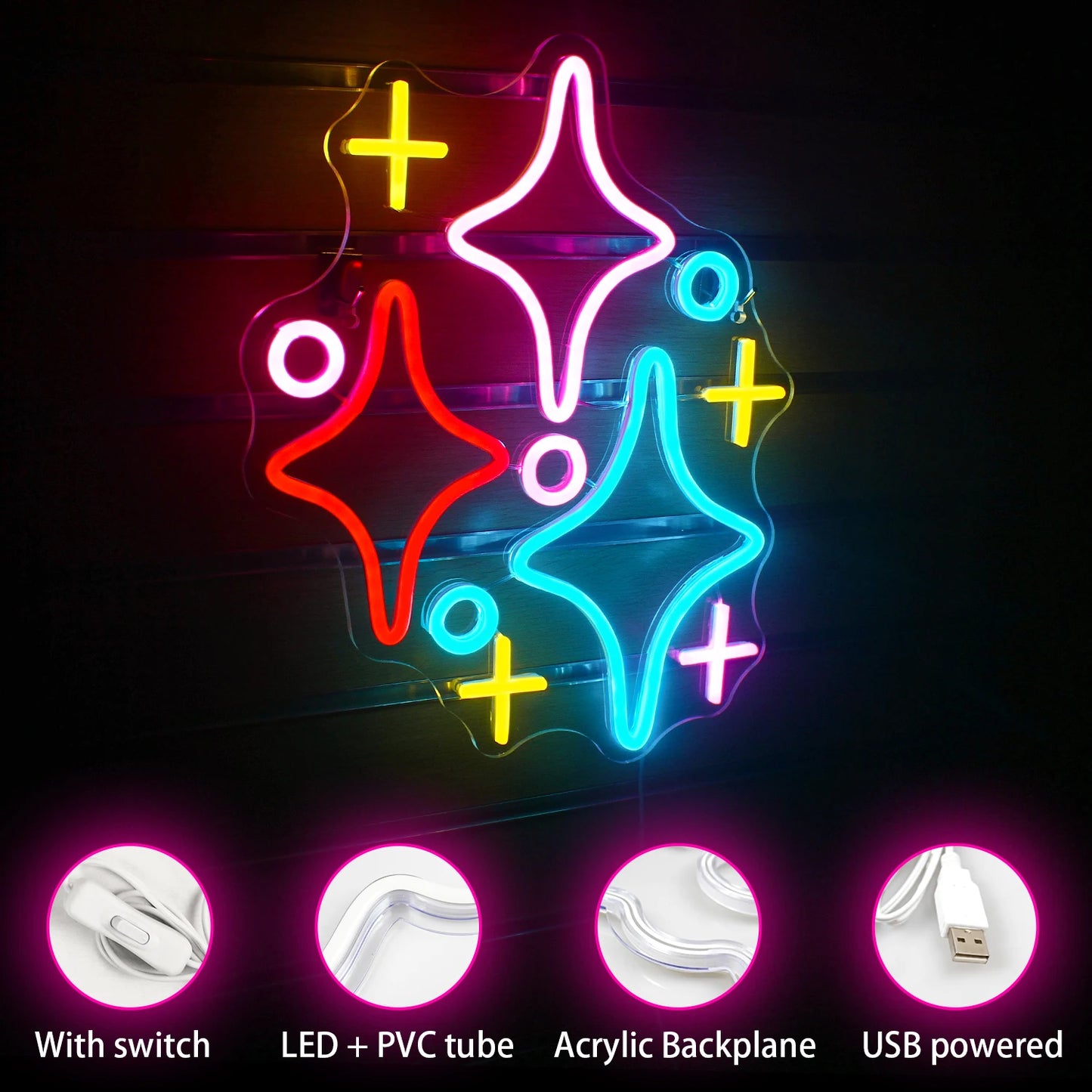 Stars 5V USB LED Neon Sign - Budgetvriendelijk