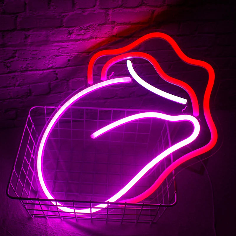 Sexy vlam rode lippen grote tong 5V mini USB LED neonbord - budgetvriendelijk