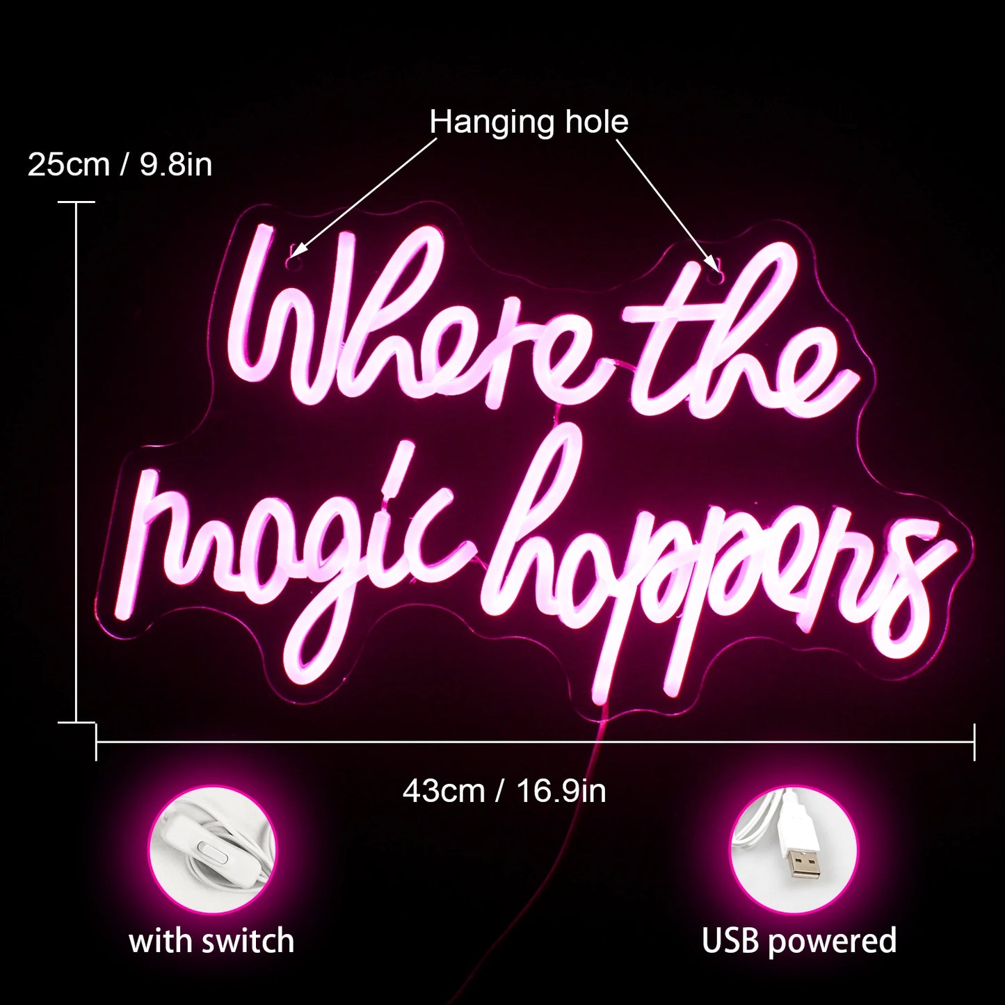 Where The Magic Happens 5V USB LED Neon Sign - Budgetvriendelijk
