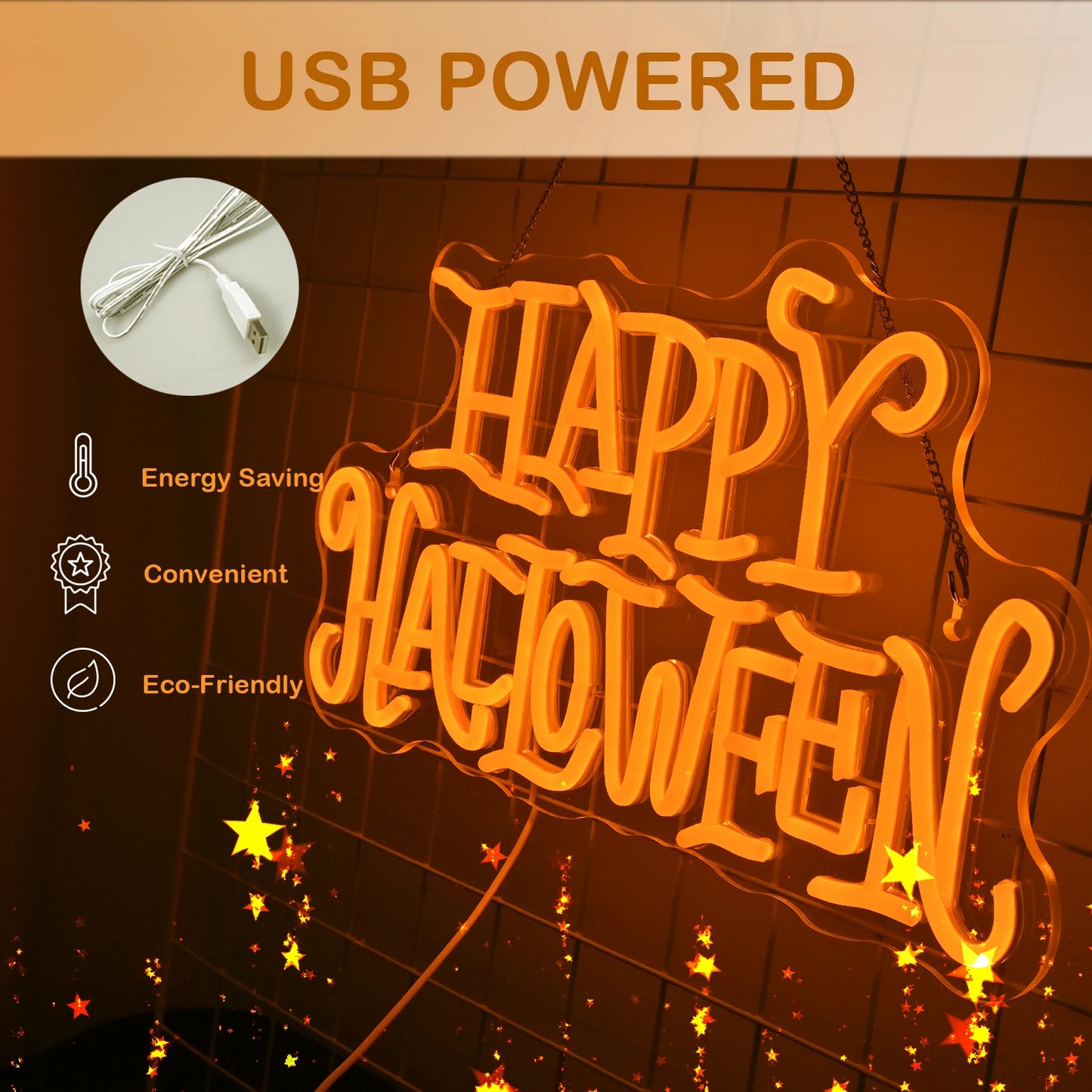 Happy Halloween 5V USB LED Neon Sign - Budgetvriendelijk