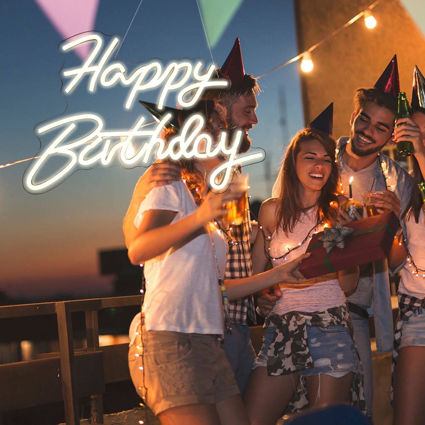 Happy Birthday 5V USB LED Neon Sign - Budgetvriendelijk