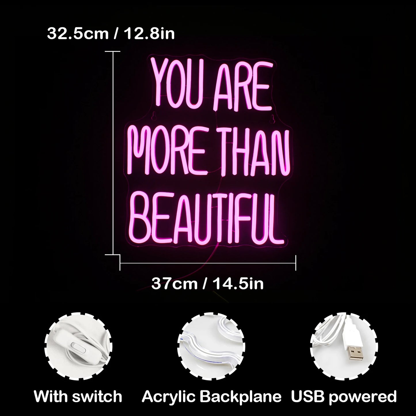 Je bent meer dan mooi 5V USB LED neonreclame - budgetvriendelijk