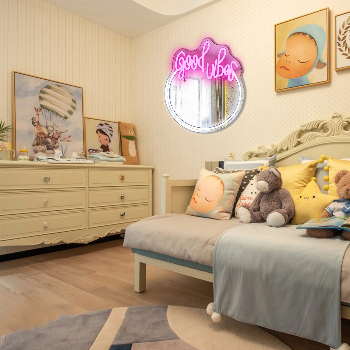 Good Vibes Mirror 5V USB LED Neon Sign - Budgetvriendelijk