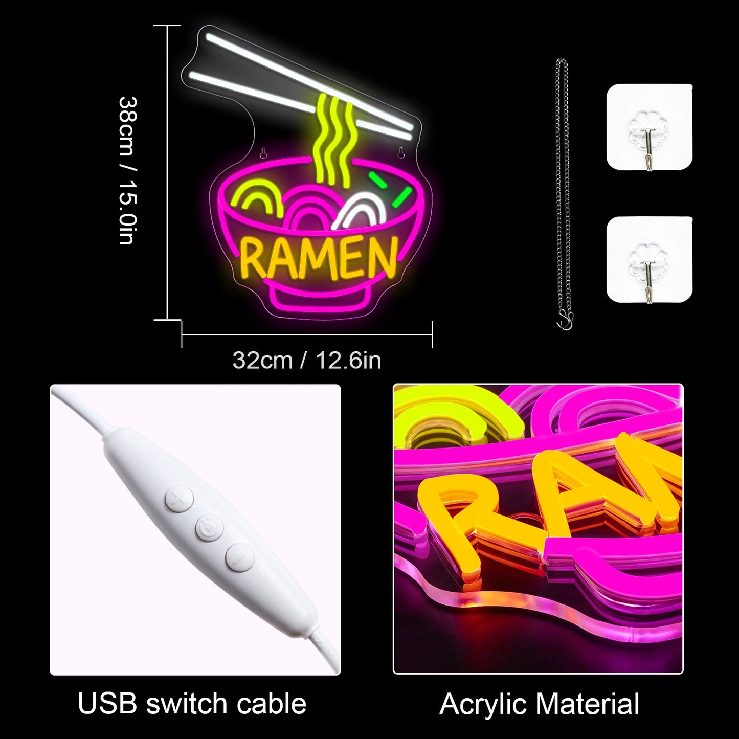 Ramen 5V USB LED Neon Sign - Budgetvriendelijk