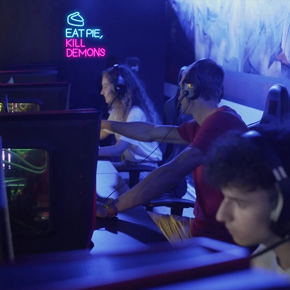 Eat Pie Kill Demons 5V USB LED Neon Sign - Budgetvriendelijk