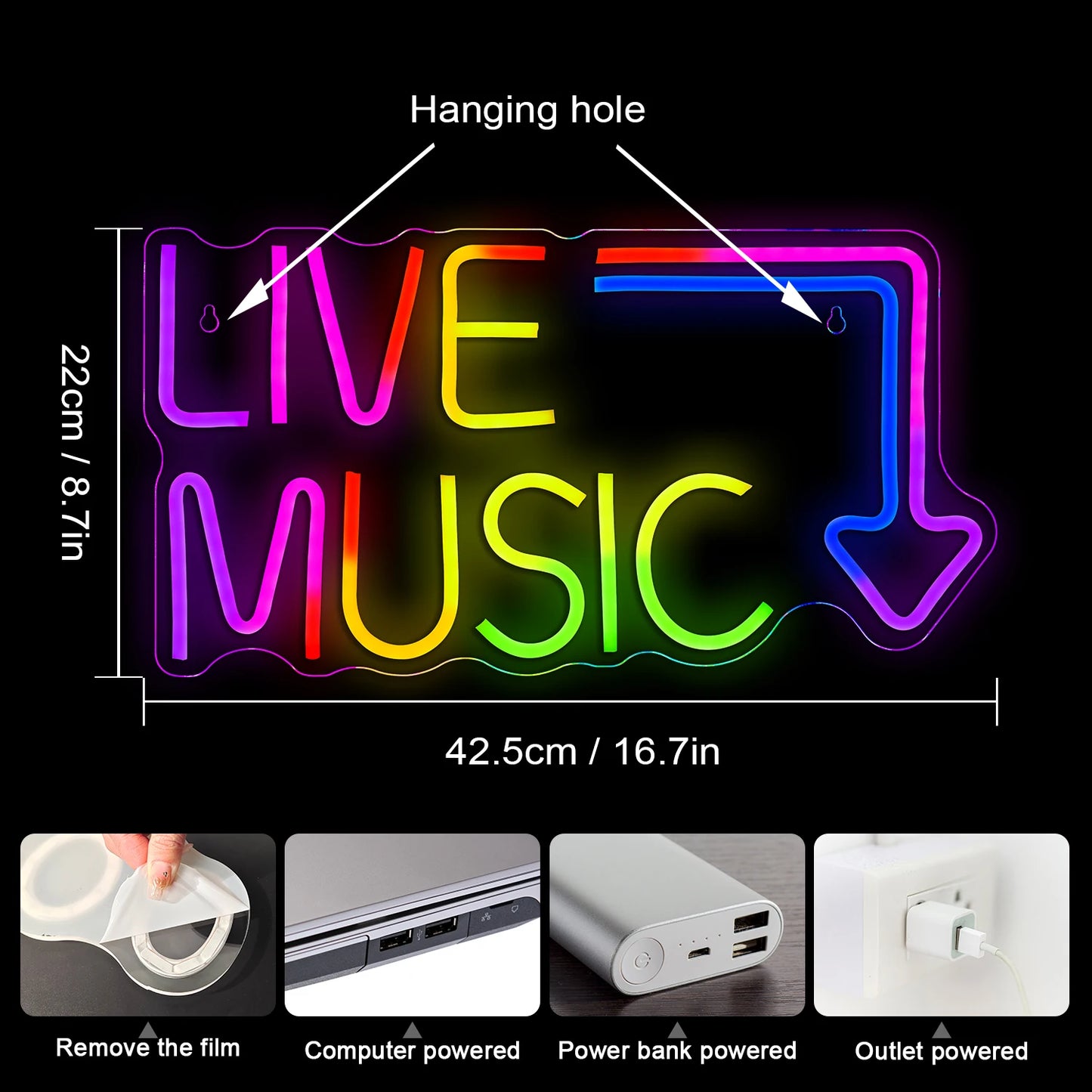 Live muziek 5V USB LED neonbord - budgetvriendelijk