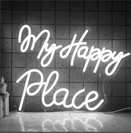 My Happy Place 5V Mini USB LED Neon Sign - Budgetvriendelijk