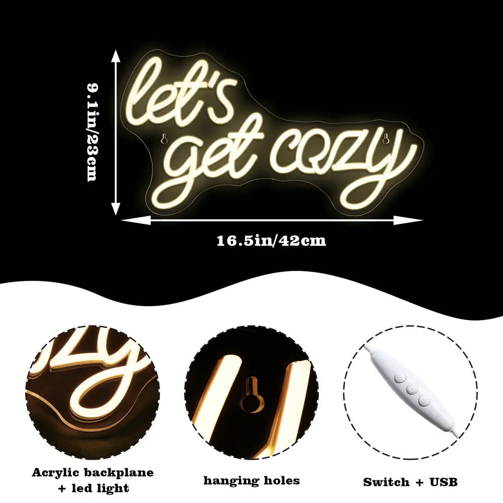 Let’s Get Cozy 5V USB LED Neon Sign - Budgetvriendelijk