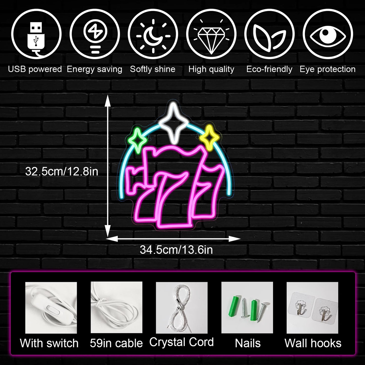 Luck 777 5V USB LED Neon Sign - Budgetvriendelijk