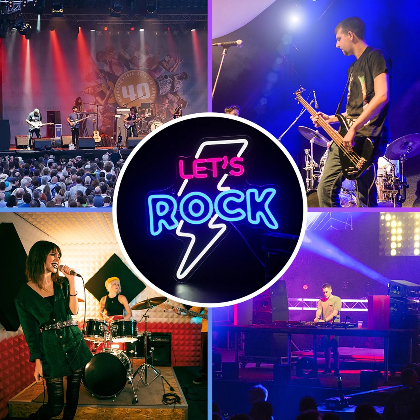 Let's Rock 5V USB LED Neon Sign - Budgetvriendelijk