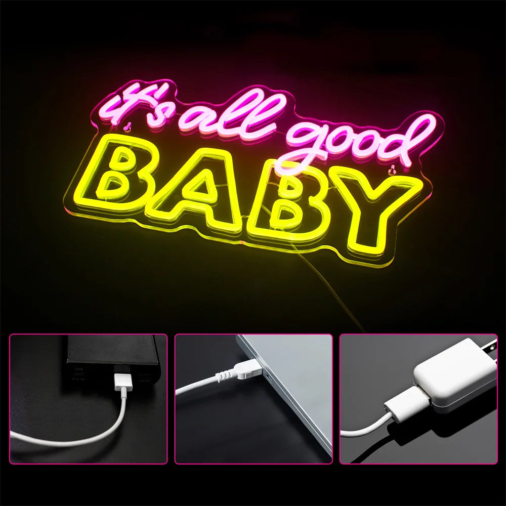 It's All Good Baby 5V USB LED Neon Sign - Budgetvriendelijk