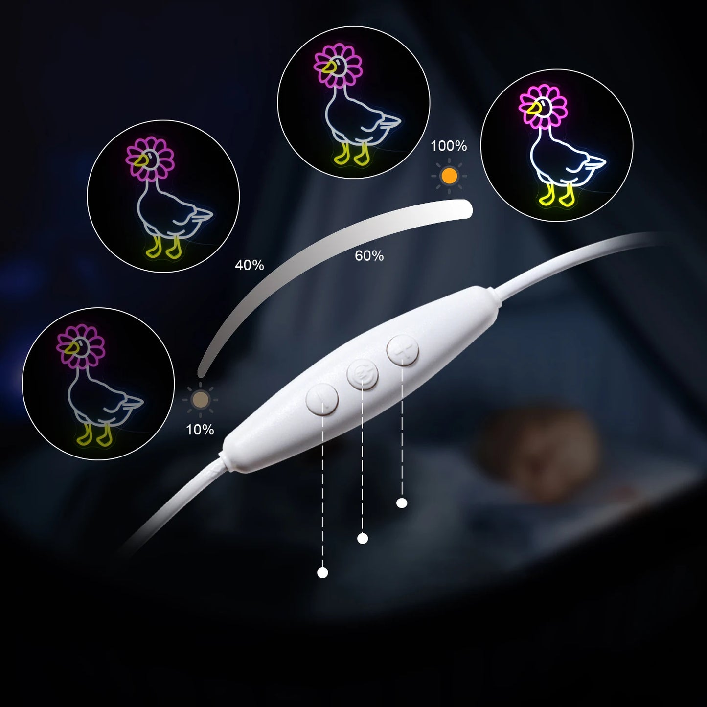 Roze witte eend 5V USB LED neonreclame - budgetvriendelijk
