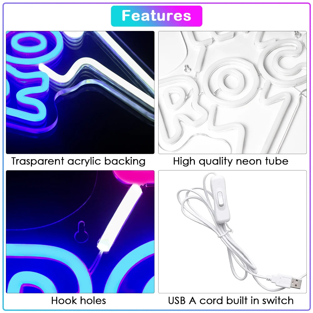 Let's Rock 5V USB LED Neon Sign - Budgetvriendelijk