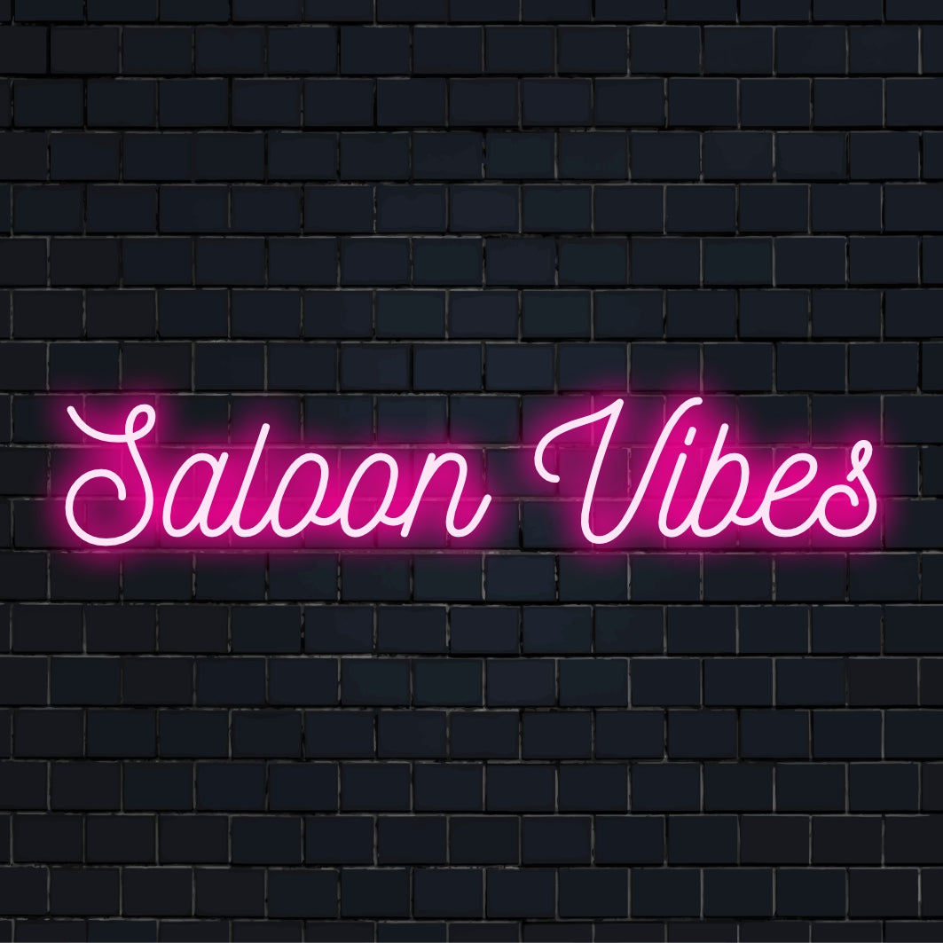 Op maat gemaakt LED-neonbord met de tekst Saloon Vibes; perfecte neonverlichtingsdecoratie met een rustieke charme voor elke ruimte.